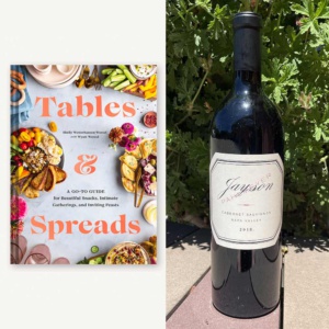 Tables and Spreads book and Pahlmeyer Jayson Cabernet